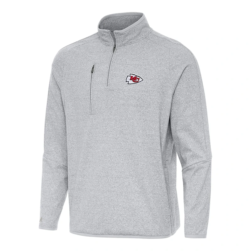 Haut à fermeture éclair quart de tour Certain Tri-Blend gris chiné pour homme des Chiefs Kansas City