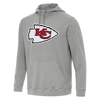 Sweat à capuche Antigua Heather Grey pour homme, Kansas City Chiefs, Cloud