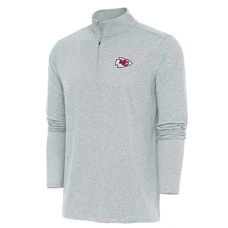 Pull à col rond et fermeture éclair Hunk pour homme, gris chiné, des Chiefs de Kansas City