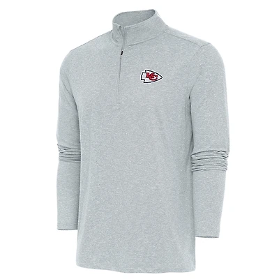 Pull à col rond et fermeture éclair Hunk pour homme, gris chiné, des Chiefs de Kansas City