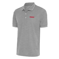 Men's Antigua Heather Gray Kansas City Chiefs Team Logo Throwback Affluent Polo