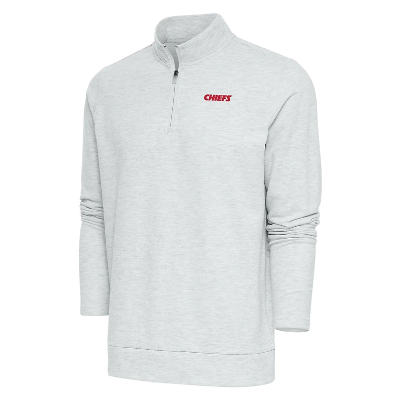 Pull-over à fermeture éclair quart de tour Gambit rétro pour homme, gris chiné, avec logo l'équipe des Chiefs Kansas City