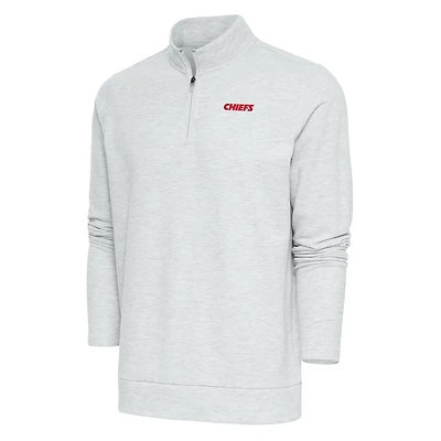 Pull-over à fermeture éclair quart de tour Gambit rétro pour homme, gris chiné, avec logo l'équipe des Chiefs Kansas City