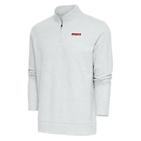 Pull-over à fermeture éclair quart de tour Gambit rétro pour homme, gris chiné, avec logo l'équipe des Chiefs Kansas City