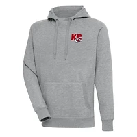 Sweat à capuche Antigua Heather Grey pour homme des Kansas City Chiefs Victory