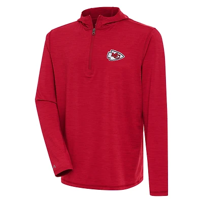 Men's Antigua  Heather Red Kansas City Chiefs Tidy Quarter-Zip Pullover Hoodie