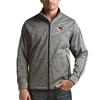 Veste de golf zippée Antigua noire chinée pour homme des Kansas City Chiefs