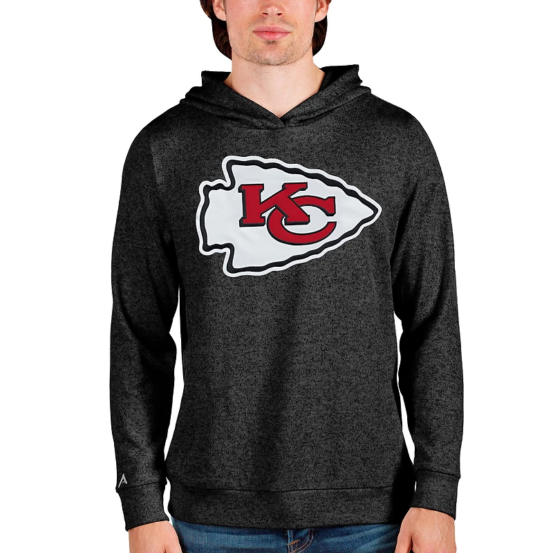 Men's Antigua Heathered Black Kansas City Chiefs Team Absolute Pullover Hoodie