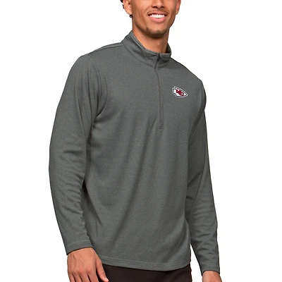 Men's Antigua Heathered Charcoal Kansas City Chiefs Epic Quarter-Zip Pullover Top