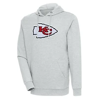 Sweat à capuche en chenille Action Antigua gris chiné pour homme des Kansas City Chiefs