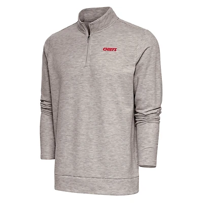Pull-over à fermeture éclair quart de tour pour homme, logo l'équipe des Chiefs Kansas City, motif Gambit rétro, Antigua Oatmeal