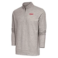 Pull-over à fermeture éclair quart de tour pour homme, logo l'équipe des Chiefs Kansas City, motif Gambit rétro, Antigua Oatmeal