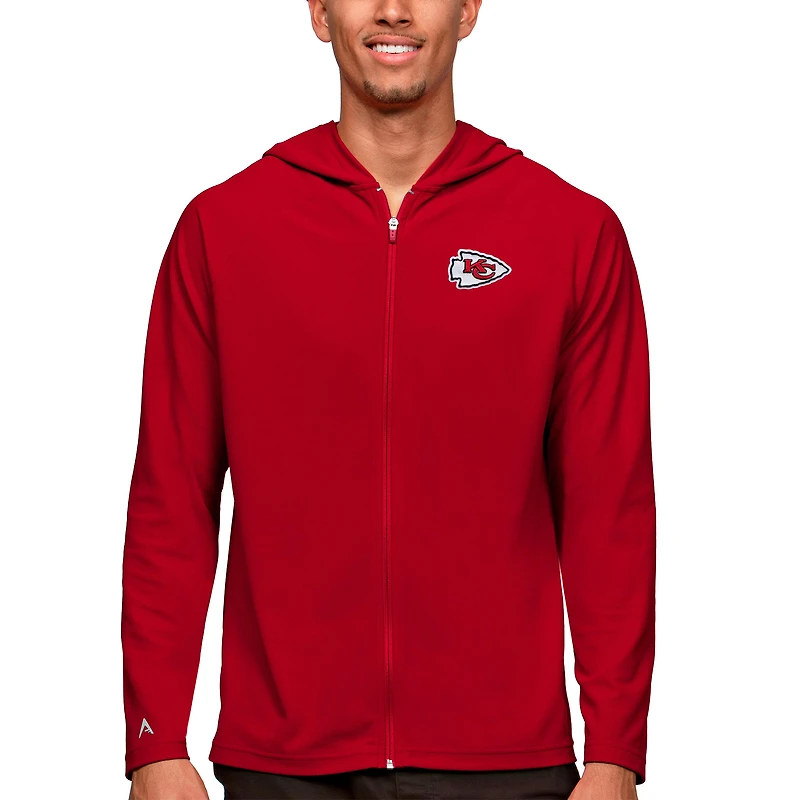 Men's Antigua Red Kansas City Chiefs Logo Legacy Full-Zip Hoodie