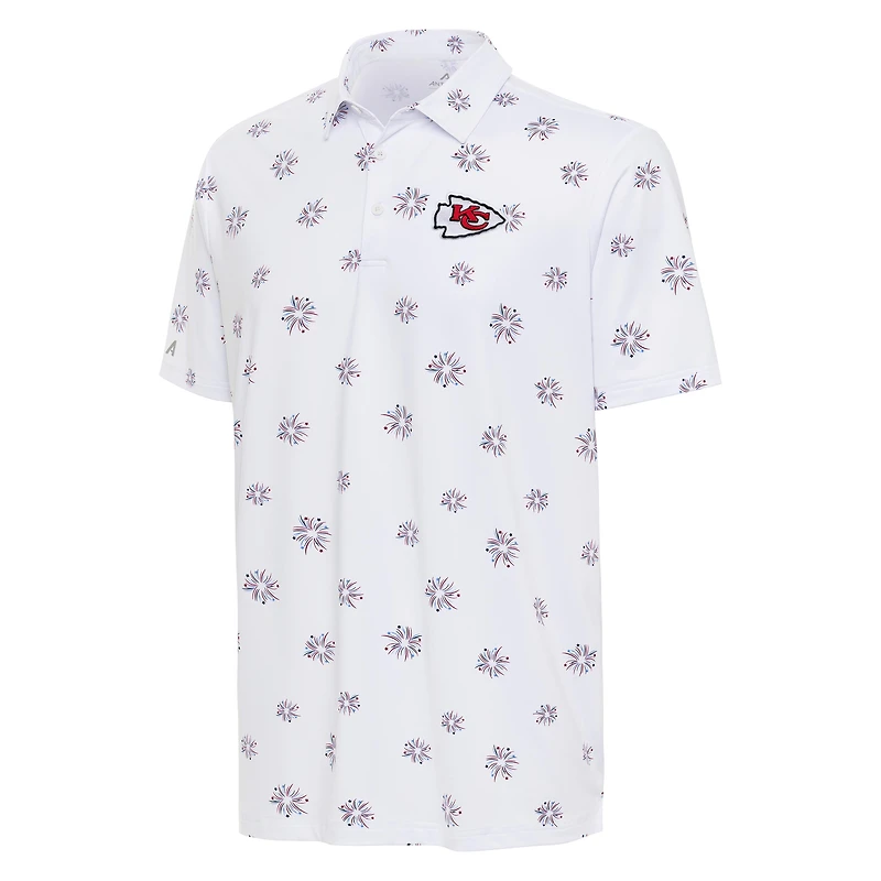 Polo antigua blanc pour hommes des Chiefs de Kansas City Fireworks