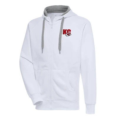 Men's Antigua  White Kansas City Chiefs Victory Full-Zip Hoodie