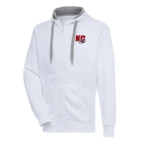 Men's Antigua  White Kansas City Chiefs Victory Full-Zip Hoodie