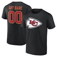T-shirt noir authentique pour homme des Kansas City Chiefs, personnalisé avec nom et numéro.