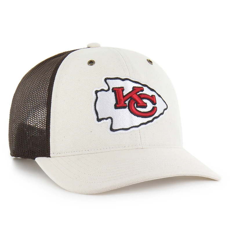 Men's Carhartt x '47 Natural/Brown Kansas City Chiefs Undyed Trucker Adjustable Hat