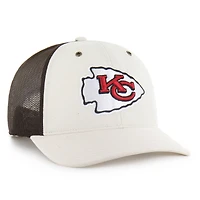 Men's Carhartt x '47 Natural/Brown Kansas City Chiefs Undyed Trucker Adjustable Hat