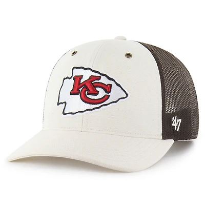 Men's Carhartt x '47 Natural/Brown Kansas City Chiefs Undyed Trucker Adjustable Hat