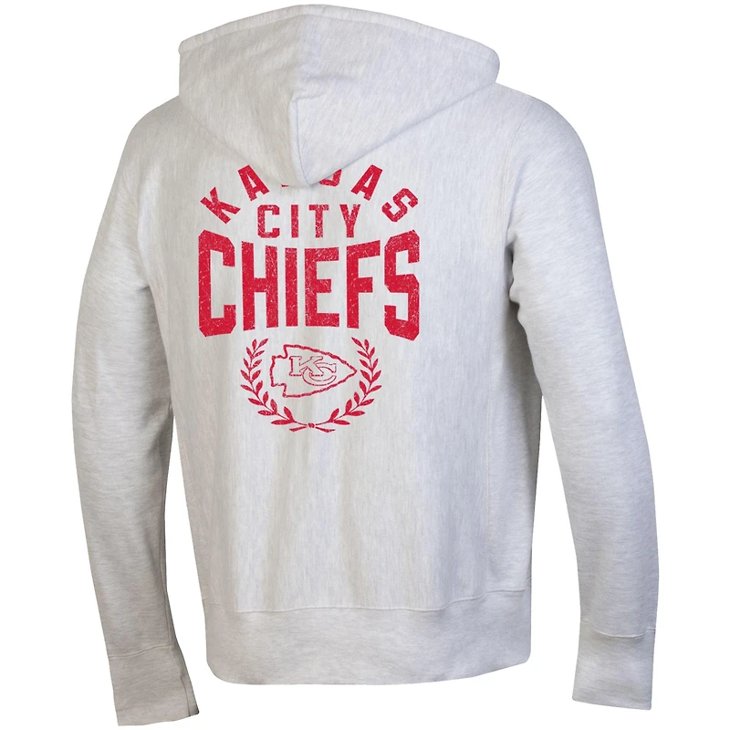 Men's Champion Heather Gray Kansas City Chiefs Reverse Weave Full-Zip Hoodie