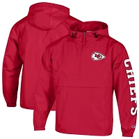 Veste coupe-vent à capuche demi-zip pliable Champion rouge Kansas City Chiefs pour homme