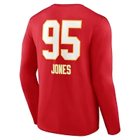 Men's Chris Jones Red Kansas City Chiefs Team Wordmark Name & Number Long Sleeve T-Shirt