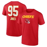 T-shirt rouge Chris Jones pour homme avec nom et numéro de l'équipe des Kansas City Chiefs