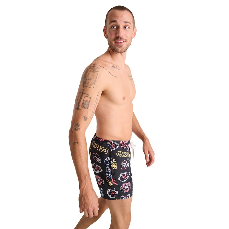 Men's Chubbies Black Kansas City Chiefs The Neon 5.5" Classic Lined Swim Trunks