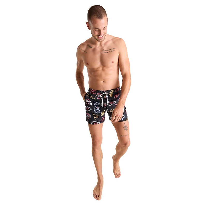 Maillot de bain classique doublé noir Chubbies Kansas City Chiefs The Neon 5,5" pour homme