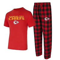 Ensemble de nuit pour homme Concepts Sport rouge/noir Kansas City Chiefs, grande taille, t-shirt Avondale et pantalon en flanelle