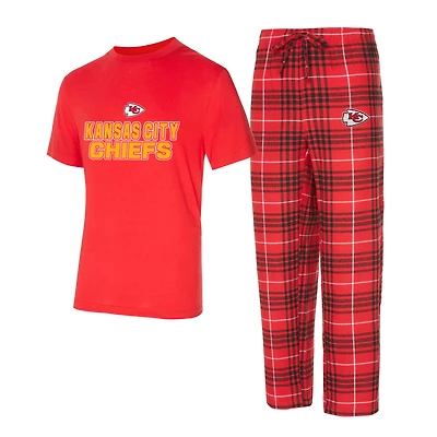 Ensemble de nuit pour homme Concepts Sport rouge/noir Kansas City Chiefs Vector haut et pantalon en flanelle