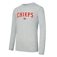 Ensemble t-shirt à manches longues et pantalon carreaux Kansas City Chiefs de Concepts Sport pour homme, rouge/gris chiné