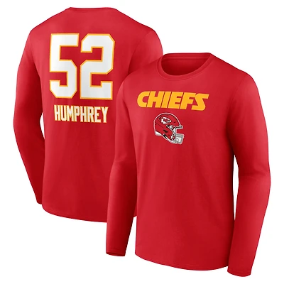 Men's Creed Humphrey Red Kansas City Chiefs Team Wordmark Name & Number Long Sleeve T-Shirt