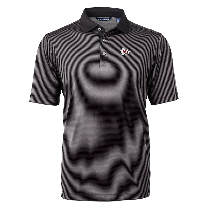 Polo recyclé à micro-rayures Virtue Eco Pique pour homme, noir/gris, Cutter & Buck, Kansas City Chiefs