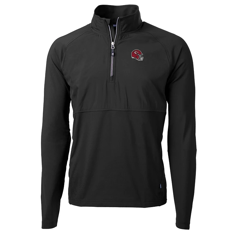 Pull-over hybride recyclé à fermeture éclair quart de tour pour homme, noir, Cutter & Buck, avec casque des Kansas City Chiefs, en tricot écologique Adapt