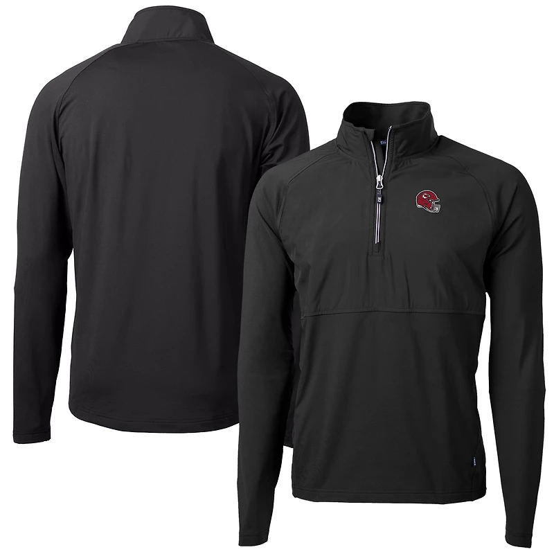 Pull-over hybride recyclé à fermeture éclair quart de tour pour homme, noir, Cutter & Buck, avec casque des Kansas City Chiefs, en tricot écologique Adapt