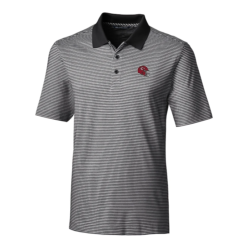 Polo extensible à rayures ton sur pour homme Cutter & Buck Black Kansas City Chiefs Helmet Forge
