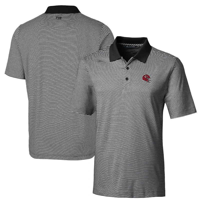 Men's Cutter & Buck Black Kansas City Chiefs Helmet Forge Tonal Stripe Stretch Polo
