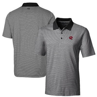 Men's Cutter & Buck  Black Kansas City Chiefs Helmet Forge Tonal Stripe Stretch Polo