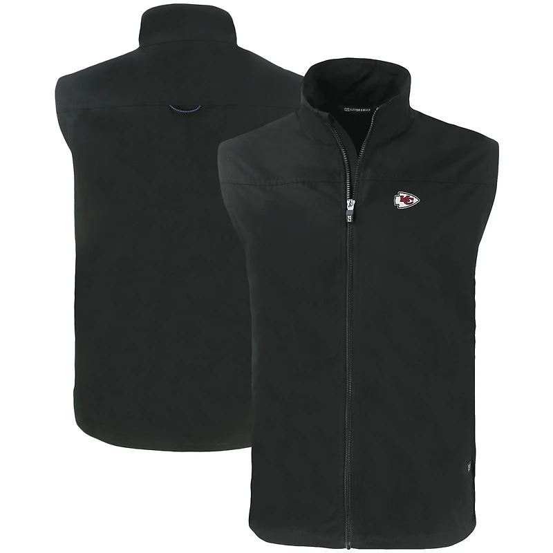 Men's Cutter & Buck Black Kansas City Chiefs Primary Mark Big Tall Charter Eco Full-Zip Vest