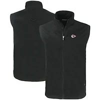 Men's Cutter & Buck Black Kansas City Chiefs Primary Mark Big Tall Charter Eco Full-Zip Vest