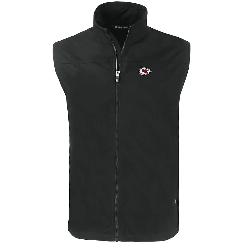 Men's Cutter & Buck Black Kansas City Chiefs Primary Mark Big Tall Charter Eco Full-Zip Vest