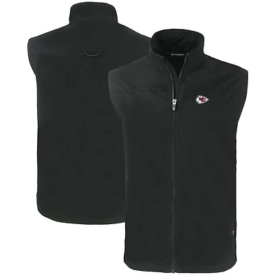 Men's Cutter & Buck Black Kansas City Chiefs Primary Mark Big Tall Charter Eco Full-Zip Vest