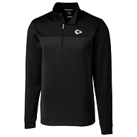 Men's Cutter & Buck Black Kansas City Chiefs Traverse Stripe Quarter-Zip Pullover Jacket