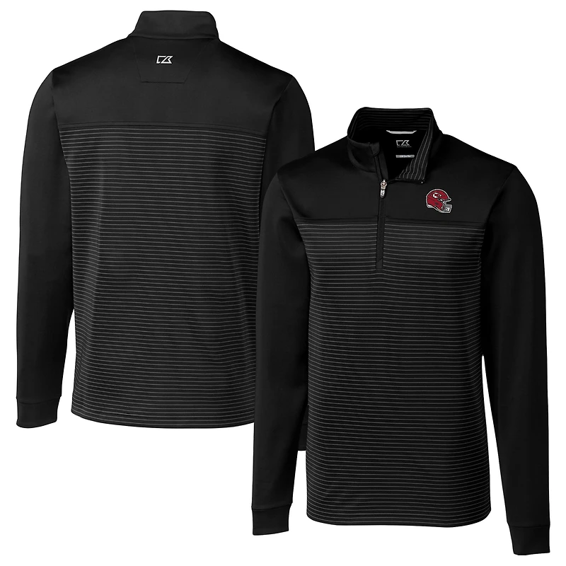 Men's Cutter & Buck  Black Kansas City Chiefs Traverse Stripe Stretch Quarter-Zip Pullover Top