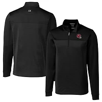 Men's Cutter & Buck  Black Kansas City Chiefs Traverse Stripe Stretch Quarter-Zip Pullover Top