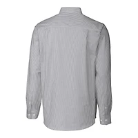 Men's Cutter & Buck  Charcoal Kansas City Chiefs Helmet Stretch Oxford Stripe Long Sleeve Button-Down Shirt