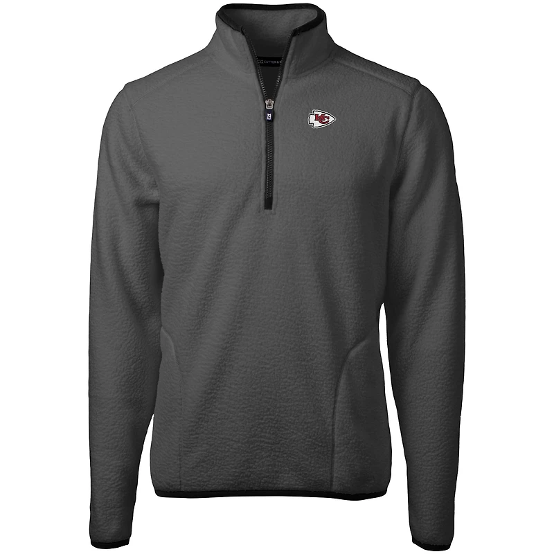 Veste polaire à fermeture éclair quart de tour Cascade Eco Sherpa pour homme, grise, Cutter & Buck, Kansas City Chiefs