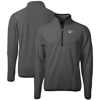 Veste polaire à fermeture éclair quart de tour Cascade Eco Sherpa pour homme, grise, Cutter & Buck, Kansas City Chiefs